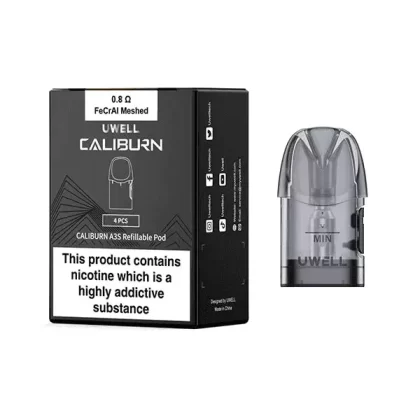 Uwell Caliburn A3S Pods - 4 Pack; 0.8 Ohm, 1.0 Ohm (5F1DDE)