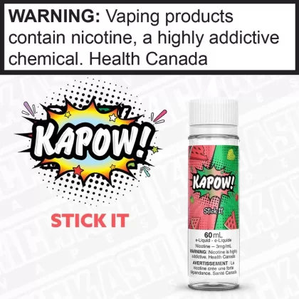 Stick It by Kapow - Strength#3 mg/mL 60mL ONTARIO EXCISE STAMP>12 mg/mL 60mL ON>6 mg/mL 60mL ONTARIO EXCISE STAMP