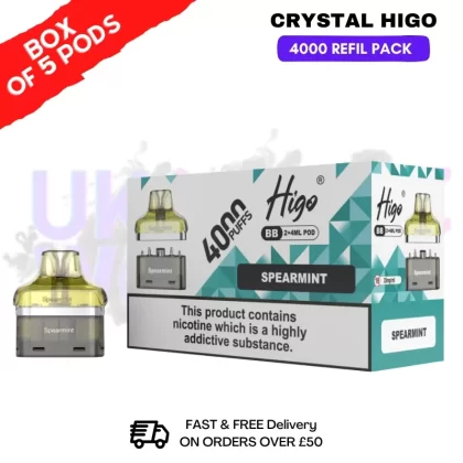 Spearmint Crystal Higo 4000 REFIL Pods BOX OF 5