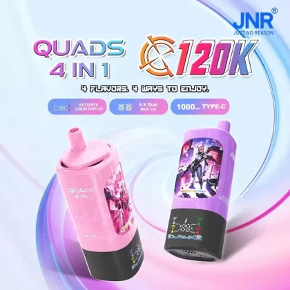 JNR Quads 4 In 1 120K – 120K Puffs 4*15ml E-Liquid Quad Mesh Coil Disposable Vape