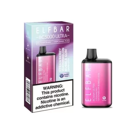 ELF BAR ULTRA 5000 Disposable Pod Device – 5000 Puffs – Integrated 650mAh Battery – Strawberry Watermelon Bubble Gum