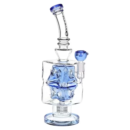 Double Swiss Percolator Cube Glass Bong – 12.5″