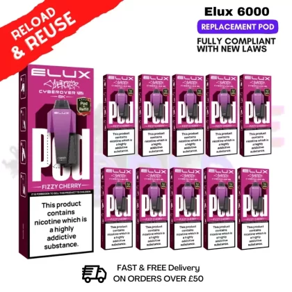 Fizzy Cherry Elux 6K Replacement Pods Box Of 10