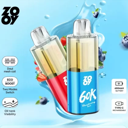 ZOOY VAPE Fizz 60000 – 60K Puffs 0.5ohm Dual Mesh Coil ECO/Boost Mode Disposable Vape
