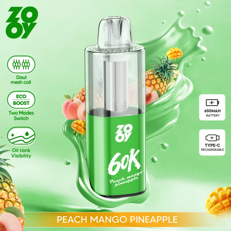 ZOOY VAPE Fizz 60000 – 60K Puffs 0.5ohm Dual Mesh Coil ECO/Boost Mode Disposable Vape - Image 3