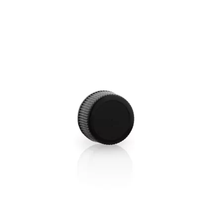 Plastic Cap | Ridged Polypropylene w/ Foam Liner | 18mm – Black – 240 Count