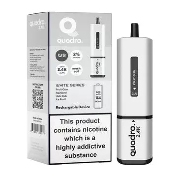 White Series Quadro 2.4k Disposable Vape: Big Puffs, 2400mAh, 20mg