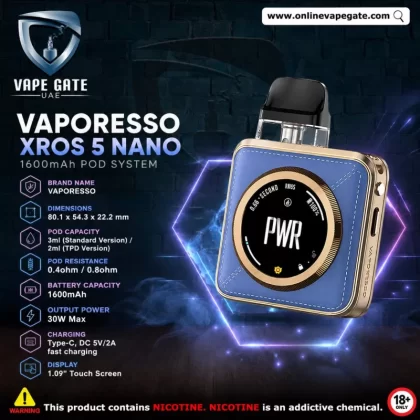 VAPORESSO XROS 5 NANO 1600mAh POD SYSTEM - Black Satin