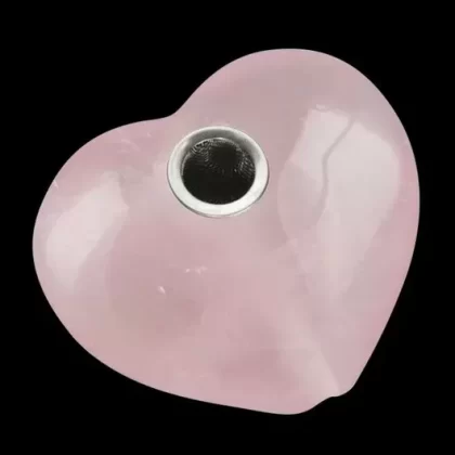 Gemstone Rose Quartz Heart Hand Pipe - Ejuicewarehouse