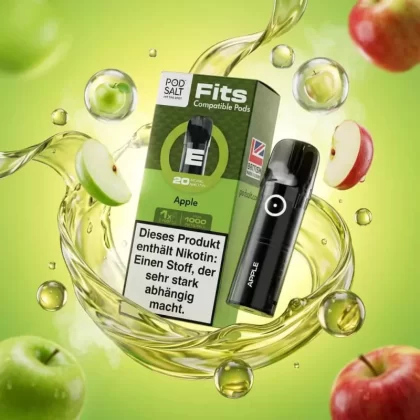 Pod Salt Fits Pods – Apple 20mg/ml (3er Pack) - Pod Salt / 20mg/ml / 2ml / ca. 1.000 pro 3er-Pack / Nikotin / Propylenglykol / pflanzliches Glycerin / Aromastoffe / Ja