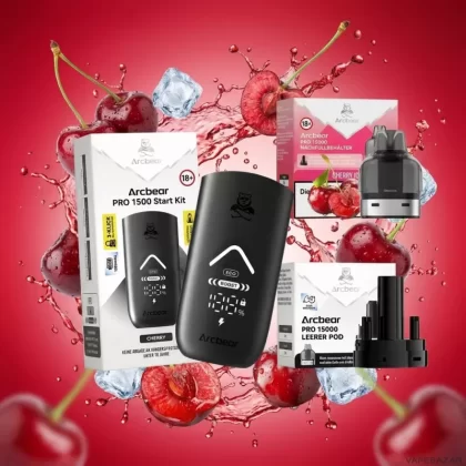 Arcbear Pro 15000 Starterkit – Cherry Ice 20mg/ml Nikotin - Ice / Kirsche / 20mg/ml / bis zu 15000 / USB-C / 1000 mAh / 10 ml / Dual-Mesh / ECO 12 W / BOOST 20 W