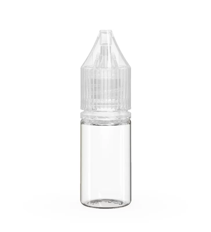 CHUBBY GORILLA | Child Resistant Unicorn V3 PET Dropper Bottles Clear | 10mL – w/ Clear Lid – 2000 Count