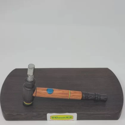 8mm OD Custom Dynavap Stem/Pipe in Mangkono w/ Wenge Mouthpiece/Pipe & Rasta Inlay by Aezhenn Wood