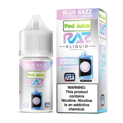Pod Juice X RAZ Salt - Blue Razz Cotton Clouds - 30ML E-Liquid
