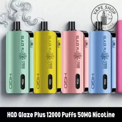 HQD Glaze Plus 12000 Puffs 50MG Nicotine Dual Mesh Coil Disposable - Vape Product, FULL BOX 10 DEVICE; Black Ice, Blackcurrant (C4148E)
