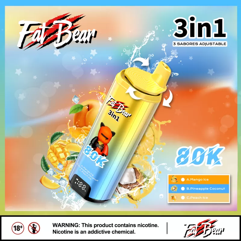 AIM FATBEAR 80000 – 80K Puffs 3 in 1 Flavors 58ml E-Liquid Disposable Vape