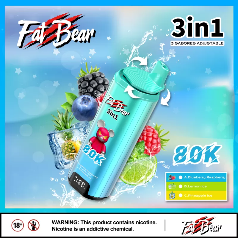 AIM FATBEAR 80000 – 80K Puffs 3 in 1 Flavors 58ml E-Liquid Disposable Vape - Image 2