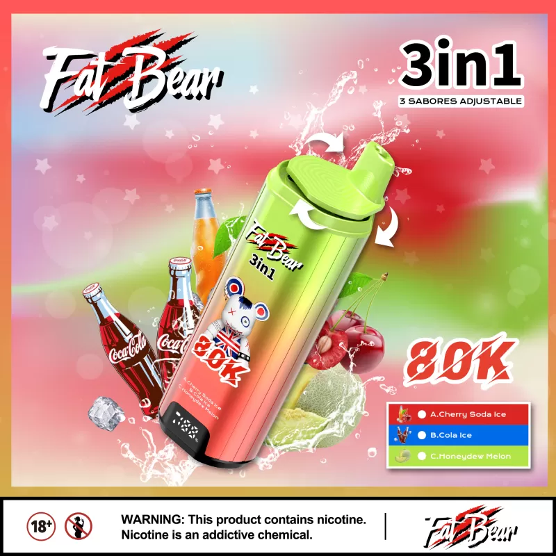 AIM FATBEAR 80000 – 80K Puffs 3 in 1 Flavors 58ml E-Liquid Disposable Vape - Image 3