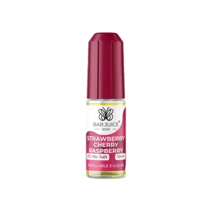 Bar Juice 5000 Strawberry Cherry Raspberry E Liquid 10ml - Nicotine Strength#20mg>10mg>5mg (6C4189)