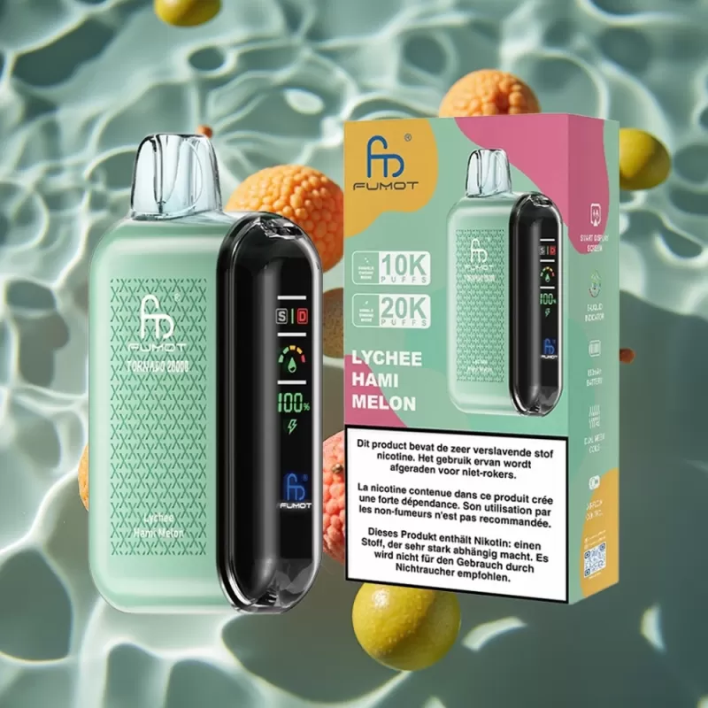 Fumot Tornado 20000 Puffs Disposable Vape with Dual Mesh Coil & Smart Display – Lychee Hami Melon - Bangvapeaustralia - Image 2