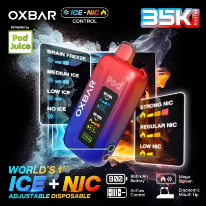OXBAR x Pod Juice ICE-NIC Control 35K Disposable Device – 35,000 Puffs - Churro Milkshake (Pod Juice Edition)