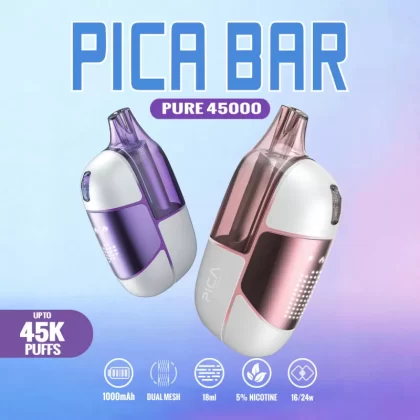Assembled in USA | PICA BAR “Pure” 45K Puff Disposable Device - 45,000 - Eco-Friendly Pack (Sealed w/o Box) / Cool Mint