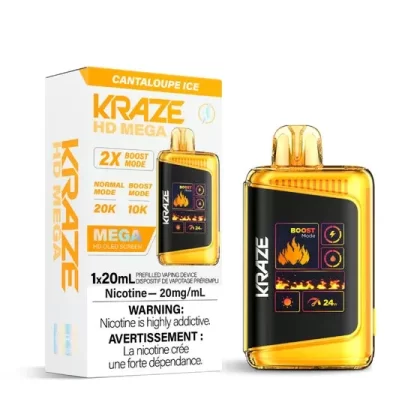 Kraze HD Mega Disposable Vape – 20K Puffs – Cantaloupe Ice