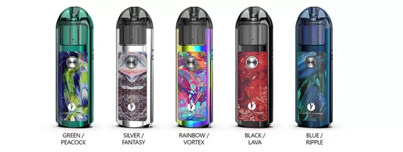 Lost Vape Lyra Pod Device - Color#Green/Leather>Silver/Leather>Black/Leather>Rainbow/Leather>Blue/Leather>Green/Peacock>Silver/Fantasy>Rainbow/Vortex>Black/Lava>Blue/Ripple