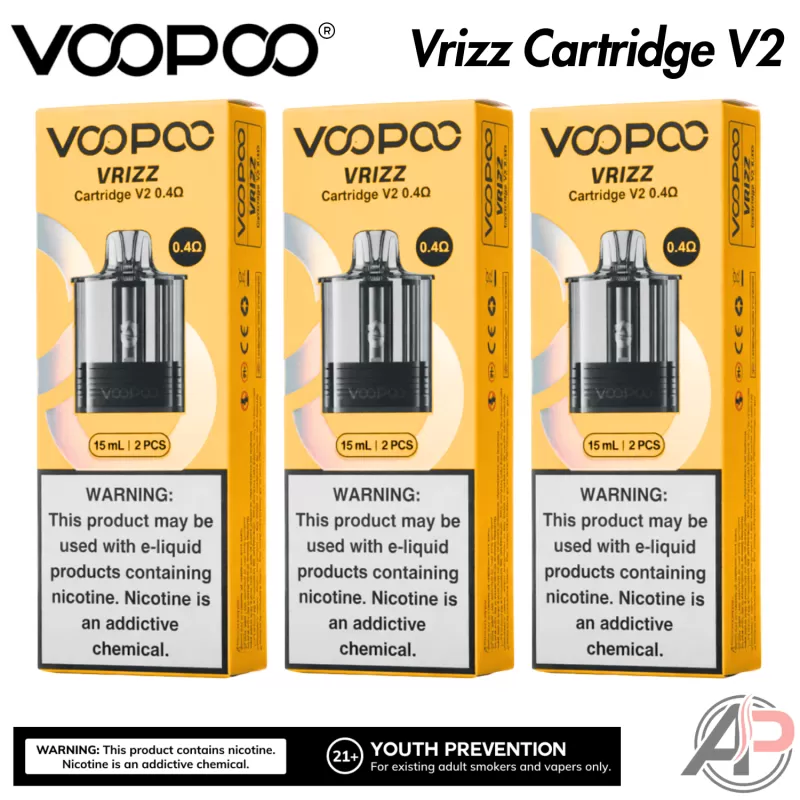 Voopoo Vrizz 2 Replacement Pod Cartridges 2 Pack - Vrizz 2 Dual Mesh 0.4 | 0.7 ohm Pods, Vrizz 2 Single Mesh 0.4ohm Pods