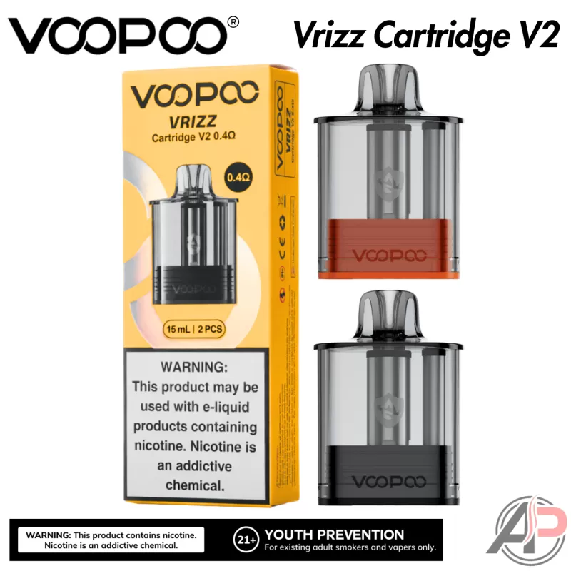 Voopoo Vrizz 2 Replacement Pod Cartridges 2 Pack - Vrizz 2 Dual Mesh 0.4 | 0.7 ohm Pods, Vrizz 2 Single Mesh 0.4ohm Pods - Image 2