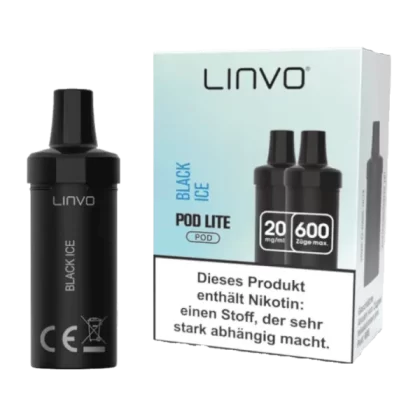 Linvo Pod Lite Cartridge – Black Ice – 2er Pack - Linvo Pod Lite / Ice / Brombeere / Nikotin / Propylenglykol / pflanzliches Glycerin / Aromastoffe / ca. 600 / 20mg/ml