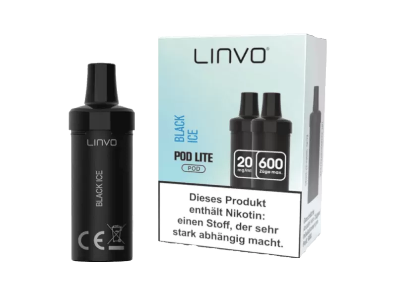 Linvo Pod Lite Cartridge – Black Ice – 2er Pack - Linvo Pod Lite / Ice / Brombeere / Nikotin / Propylenglykol / pflanzliches Glycerin / Aromastoffe / ca. 600 / 20mg/ml
