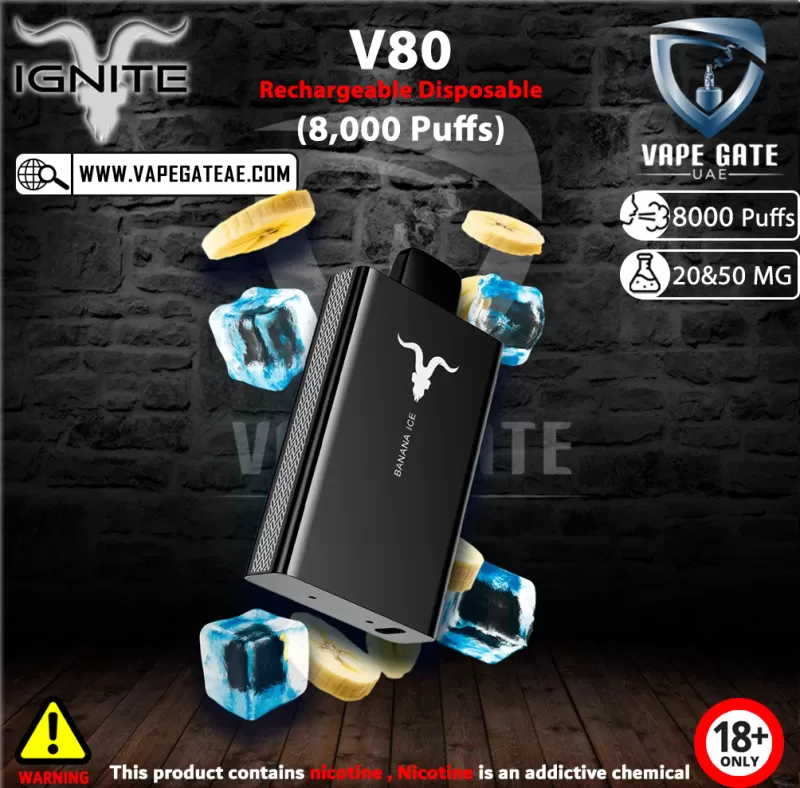 IGNITE - V80 Rechargeable Disposable Vape (8000 Puffs) - 50 mg / Green Apple - Image 2