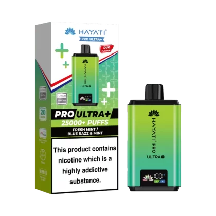 Hayati Pro Ultra Plus 25k Puffs Vape Kit Fresh Mint / Blue Razz & Mint - 20mg