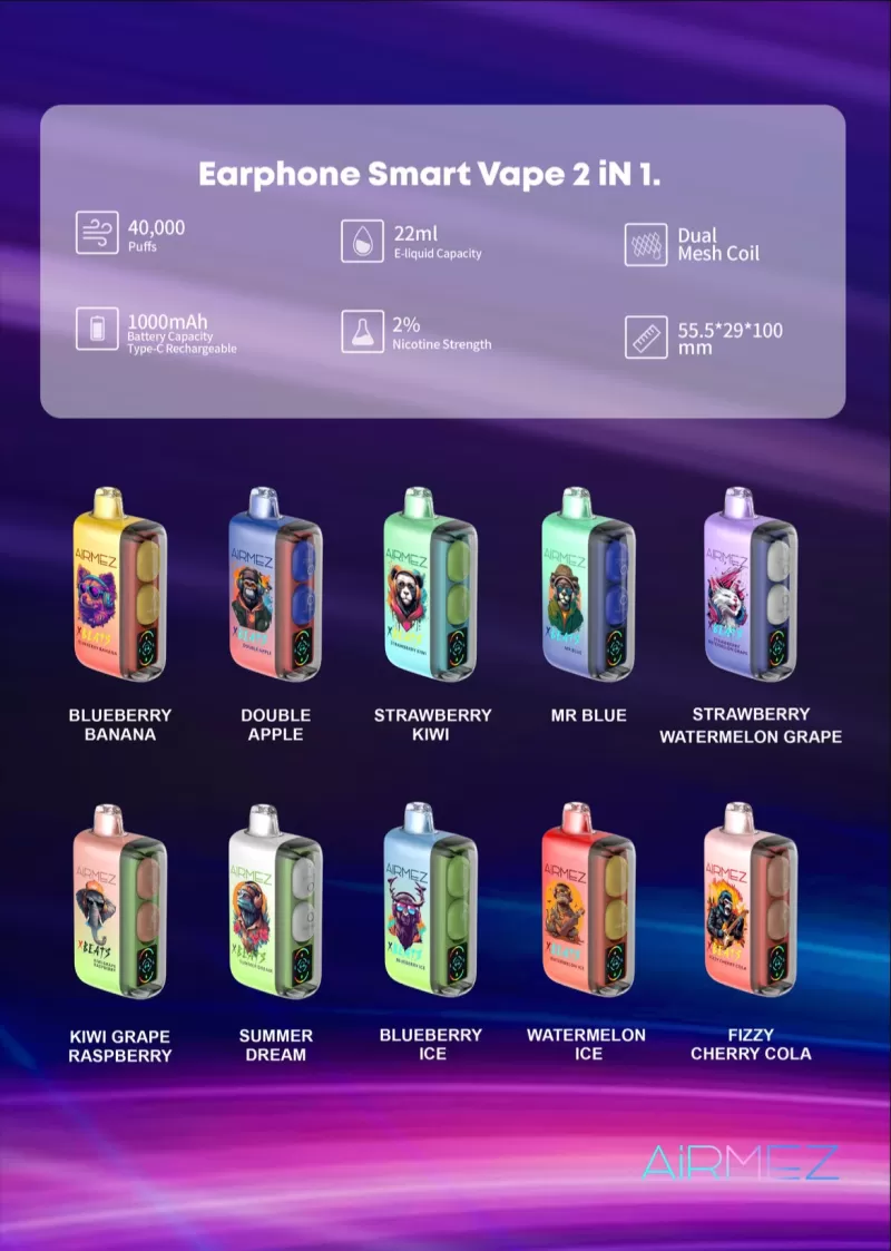AiRMEZ Xbeats 40000 Puffs Disposable Vape With TWS Earphones - Image 3