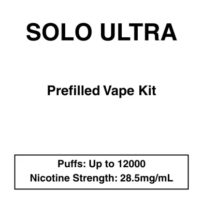 Solo Ultra – Prefilled Vape Kit – 28.5mg/mL Nicotine – Up to 12000 Puffs