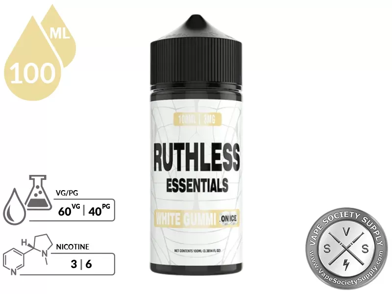 White Gummi On Ice Ruthless Essentials 100ml - Vape Product, Vape Product - Image 2