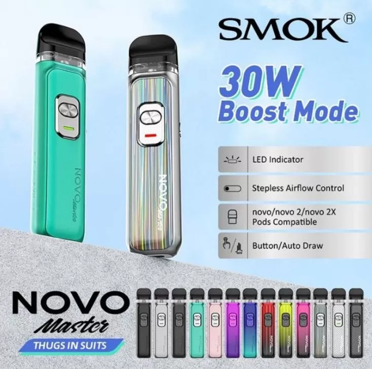 SMOK NOVO MASTER 30W POD SYSTEM - Purple Pink, Cyan Blue - Image 2