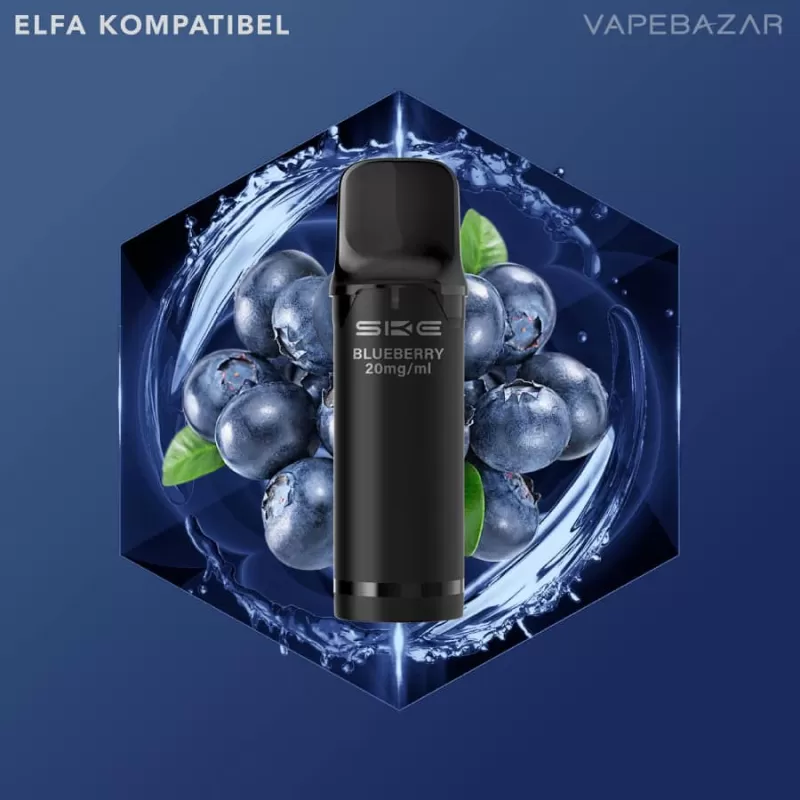 SKE Crystal 800 Pro Pods – Blueberry (2er Pack) - SKE Crystal / Propylenglykol / Aromastoffe / Nikotin / Glycerin / ca. 1600 insgesamt