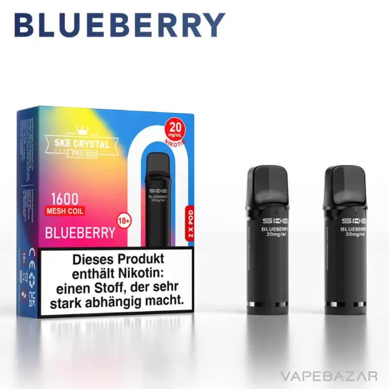 SKE Crystal 800 Pro Pods – Blueberry (2er Pack) - SKE Crystal / Propylenglykol / Aromastoffe / Nikotin / Glycerin / ca. 1600 insgesamt - Image 2
