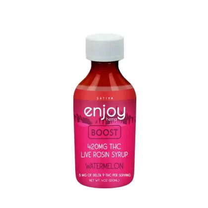 Enjoy Hemp Boost Delta 9 THC Live Rosin Syrup 420mg – Watermelon (Sativa)