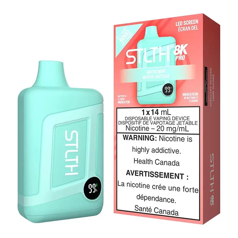 STLTH 8K Pro Disposable Vape Device – Arctic Mint - Nicotine Strength#20mg/ml