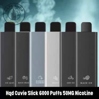 Hqd Cuvie Slick 6000 Puffs 50MG Nicotine - Vape Product, FULL BOX 10 DEVICE; Black Dragon, Black Ice; Vape Product (AEE6E5)