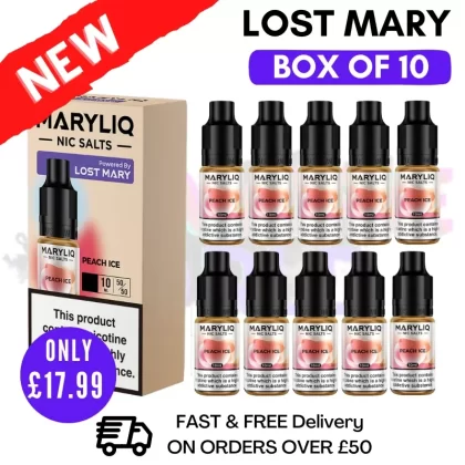 Peach Ice MaryLiq Nic Salt BOX OF 10