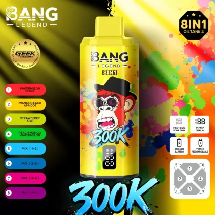 Bang Legend 300K- 300K Puffs 8-in-1-flavor-system 850mAh Disposable Vape