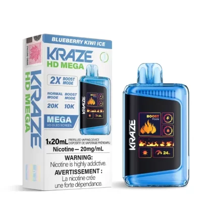 Kraze HD Mega Blueberry Kiwi Ice (20K Puffs) Disposable Vape
