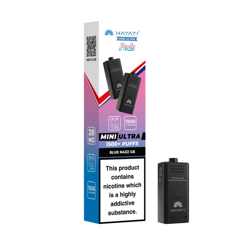 Pack of 2 Hayati Mini Ultra 1500 Prefilled Pods (2x750 Puffs) - Blue Sour Raspberry - Image 3