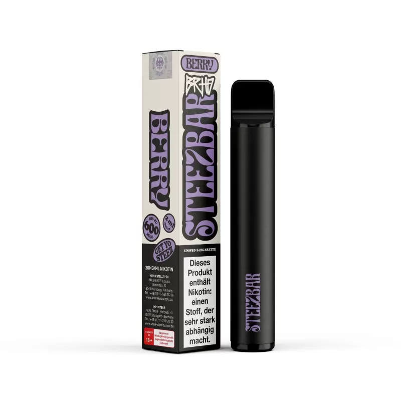 BRHD – Steezbar – Berry - Glycerin / Nikotin-Benzoat / 2-isopropyl-N,2,3 -trimethylbutyramide / Propylenglykol / Aromastoffe / BRHD / 550 mAh / 20mg/ml
