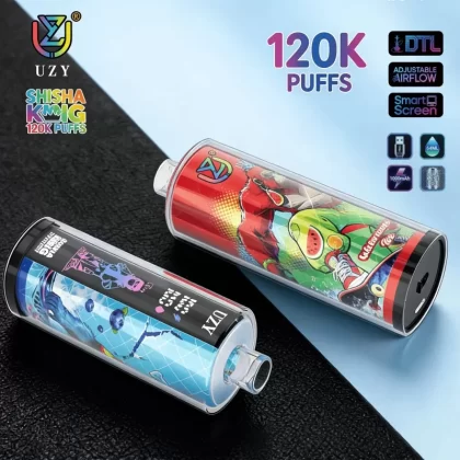 UZY Shisha Hookah King 120K | 120000 puffs, DTL, smart screen, adjustable airflow, bulk disposable vape - Aiviouvapes