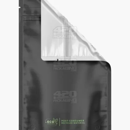 Tamper Evident | Matte Black Vista PCR Mylar Bags (Tear Notch) | 6in x 9.3in – 28g – 1000 Count